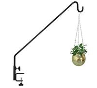 Crochet de pont - Cintre pour plantes en fer forgé de 30 pouces 76 cm 900 g, bras pivotant à 360 degrés avec pince en C réglable | Jardin à pince pour sonnettes éoliennes Sos
