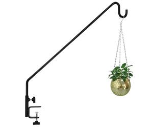 Crochet de pont - Cintre pour plantes en fer forgé de 30 pouces 76 cm 900 g, bras pivotant à 360 degrés avec pince en C réglable | Jardin à pince pour sonnettes éoliennes Sos