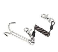 Crochet de récif de plongée, Hook Double Reef Drift 316 Acier Inoxydable Plongée Courant Part avec des Outils Longe Bobine en Spirale pour la baignade (Noir)