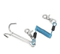 Crochet de récif de plongée, Hook Double Reef Drift 316 Acier Inoxydable Plongée Courant Part avec des Outils Longe Bobine en Spirale pour la baignade (Bleu)