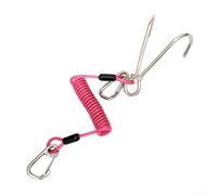 Crochet de récif pour plongée sous-marine avec cordon en spirale anti-perte, double clip pivotant en acier inoxydable 304, attache robuste pour plongée en grotte (rose)