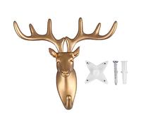 Crochet de Résine de Forme d'animal pour Touche de Serviette en Manteau, clé Suspendue Murale, Crochets Décoratifs avec des Cornes Amovibles, Pas d'installation de Forage Elephant doré (Tête de