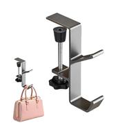 Crochet de sac avec pince de bureau, crochet pour casque sous le bureau, double crochet pour sac de bureau avec pince | Réduisez l'encombrement du bureau, support pour