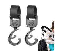 Crochet de sac de poussette, crochet de rangement en forme d'ours de dessin animé pour poussette, sac de fauteuil roulant, cintre multifonctionnel pour sac de fauteuil roulant, pour les trajets au