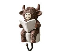 Crochet de salle de bain pour serviettes - Support rustique antidérapant en résine de vache, 145 g, support mural décoratif, porte-serviettes avec motif animal de ferme pour manteau | Crochet de salle