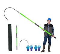 Crochet de sauvetage électrique en fibre de verre 10-220 KV, crochet de sauvetage isolé haute tension professionnel portable, outil de sécurité électrique for sous-station(Green,1.5m/4.9ft)