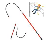 Crochet de sauvetage isolé anti-électrocution haute tension avec perche/tige/bâton de traction de sécurité électrique non conducteur for sauver des vies(Red,1.5m/4.9ft)