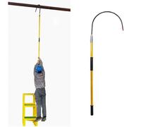 Crochet de sauvetage, outils électriques isolés robustes, poteau de sauvetage d'urgence en fibre de verre, poteau de sauvetage pour connexions de sécurité électriques (jaune, 1,5 m)