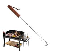 Crochet de spatule à viande pour barbecue - En acier inoxydable de qualité supérieure - Avec poignée ergonomique en bois - Accessoire de barbecue stable et inoxydable pour saisir, rôtir et servir avec