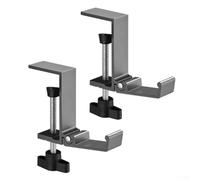Crochet de support pliable réglable en alliage d'aluminium avec pince de bureau, organiseur multifonction pour écouteurs, contrôleurs, câbles et petits outils (gris)