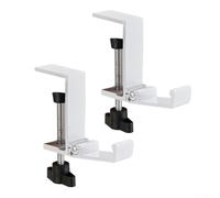 Crochet de support pliable réglable en alliage d'aluminium avec pince de bureau, organiseur multifonction pour écouteurs, contrôleurs, câbles et petits outils (blanc)