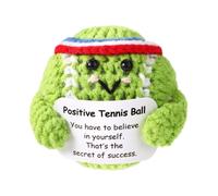 Crochet de Tennis Positif, Balle de Tennis de Soutien Émotionnel avec carte Positive Jolie Poupée Tricotée Positive Jouet au Crochet Inspirant et Amusant pour les Amateurs de Sport Amis Cadeaux
