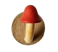 Crochet décoratif en bois de lotus en forme de champignon, crochet unique pour clés, écharpes et vêtements (rouge)