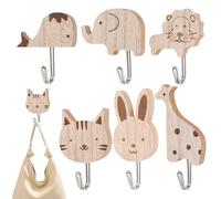 Crochet décoratif en forme d'animal - Crochet mural en bois pour clés | Organiseur de rangement adhésif rustique pour petit espace cuisine, salle de bain, chambre à coucher, salon, entrée, studio