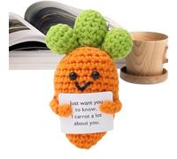 Crochet Doll - Handmade Inspirational Carrot Decoration, Cute Knitted Plush Figure with Holding Card, Motivational Desk Ornament | Funny Gift for Graduation, Birthday, Christmas, Work, Home Decor