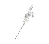 Crochet d'oreille en forme de lune pour perçage à l'aiguille, boucles d'oreilles à crochet avec étoile et lune, bijoux décoratifs pour femmes | Boucle d'oreille en avec des pierres pré