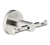 Crochet double Bravat Varuna 763380, finition inox, fixation par adhésif ou vis.