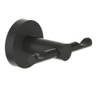 Crochet double Bravat Varuna 763399 noir mat, fixation adhésive/vis