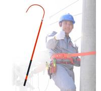 Crochet d'urgence isolé pour sauver des vies, outil de sécurité haute tension, crochet de sauvetage 9,8 6,5 4,9 1 m, isolé, canne de sauvetage, tige de traction de sauvetage (rouge, 35 kV - 1,5 m)