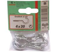 Crochet en acier zingué VYNEX - 4x30mm - lot de 6