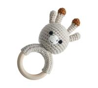 Crochet en bois Hochet pour bébé, jouets en bois pour bébé,Crochet Handmade Grab Shake Rollez - Jouet apaisant de Teether, Stuffers de panier de Pâques, décor de baby shower éducatif pour les filles g