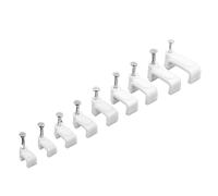 Crochet en J à demi-pince avec clou, Clips de câble à pince ongles plats for la gestion des câbles, blancs, plusieurs tailles, 100 pièces(12mm)