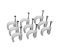 Crochet en J à demi-pince avec clou, Clips de câble circulaires en forme C, PVC et acier 4-16mm, 100 pièces(8mm)