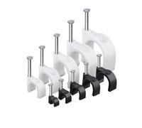 Crochet en J à demi-pince avec clou, Clips de câble ronds en plastique avec clous, multicolores, 100 pièces, 16-25mm(18mm White)