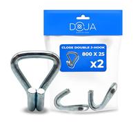 Crochet En J Double Acier DOJA Barcelona - Pack 2-800x25mm - Crochet à Cliquet Anticorrosion pour Arrimage Facilement Sûr, Crochet de Sangle d’arrimage Stable pour Utilisation Sécurisée