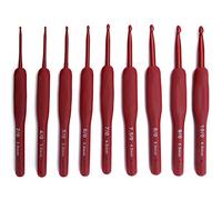 Crochet Ergonomique Kit with Red Handle agujas crochet with Red Handle, Crochet Needles for Knitting and Sewing, Craft Tools Set for Amigurumi, Crochet Hooks Set with Storage Bag Aiguilles à crochet