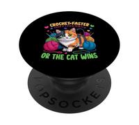 Crochet Faster Than A Laser Pointer Or The Cat WINS PopSockets PopGrip Adhésif
