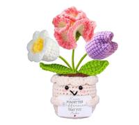 Crochet Flowers, Teacher Desk Decor, 1.57x1.57x6.3 Inches Appreciation Plant with Secure Build, Utility Ornament for Women Men Girls Boys Students Coworkers, Home Accessories Indoor Outdoor & Daily