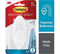 Crochet Grand Pour Salle De Bains Avec Languettes Résistantes À L'Eau,Blanc - 1 Grand Crochet,1 Languette,2,2 Kg - Accrochage Sans Dommage