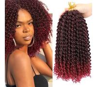 Crochet Hair, 18 Inch Wine Red Braiding Hair, Natural Looking High Temperature Silk Curly Wig for Women Girls Crochet
