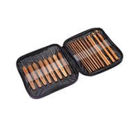 Crochet Hook Set, 20 Pcs de Crochets en Bambou avec Support de Mailles, Marqueur de Tricot, Sac Portable pour Tricoter des Chaussettes, Echarpe, Couverture, Châle, DIY