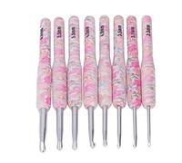 Crochet Hook Set 8PCS Colorful Ergonomic Aluminum Knitting Hooks for Handcraft DIY Sewing Embroidery Beading Craft Lovers Knitters (Smash Flower)