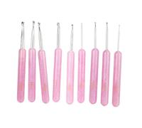 Crochet Hook Set Ergonomic Resin Handle 9 Sizes Aluminum Knitting Hooks for Beginners Professionals Transparent Pink 12cm 9pcs