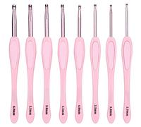 CROCHET HOOK THREAD KNITTING SET ERGONOMIC PLASTIC HANDLE NEEDLES PINK SWEATER TOOL FOR ALL LEVELS