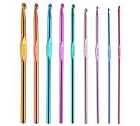 Crochet Hooks Set, 9 Pieces Aluminum Crochet Hooks Crochet Hooks Aluminum Handle Hooks Multicolor for Beginners and Professionals