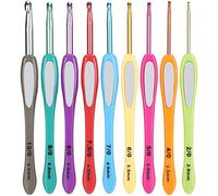 Crochet Hooks Set 9Pcs Ergonomic Plastic Handle Colorful Knitting Needles for DIY Hand Woven Sweaters Crafters Beginners 14cm Length Multiple Sizes