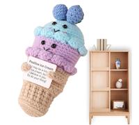 Crochet Ice Cream Pluxé - Jouet dessert Amigurumi fait à la main, cornet de crème glacée en fil doux | Joue couvert de crochet pastel mignon, décoration de fantaisiste, cadeau fait à la main, j