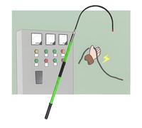 Crochet isolé contre les chocs d'urgence haute tension, outil de sécurité électrique portable, for les sous-stations de protection contre l'incendie des usines(Green,2 meters)