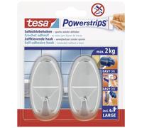 Crochet large ovale tesa Powerstrips® tesa 58050-00012-20 chrome 2 pc(s)