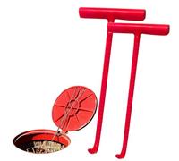 Crochet Leve Plaque, Lève-Couvercle d'Égout, Clés de retrait de couvercles de drains rouges avec poignée en T, crochet robuste for l'ouverture des drains(30cm (11.8inch))