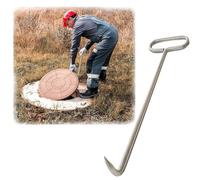 Crochet Leve Plaque, Lève-Couvercle d'Égout, Extracteur de couvercle de grille de drainage à tête pointue avec poignées ovales, levage de couvercles de regard en acier inoxydable(30cm (11 3/4"))