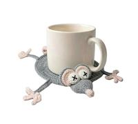 Crochet Lizard Coaster, 3D Funny Animal Mug Rugs for Table Protection, Absorbent Handmade Knitted Drink Coasters, Quirky Desk Fidget Accessories Gift for Reptile Lovers, 4 inch (E)