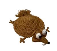 Crochet Lizard Coaster, 3D Funny Animal Mug Rugs for Table Protection, Absorbent Handmade Knitted Drink Coasters, Quirky Desk Fidget Accessories Gift for Reptile Lovers, 4 inch (C)