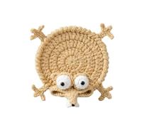 Crochet Lizard Coaster, 3D Funny Animal Mug Rugs for Table Protection, Absorbent Handmade Knitted Drink Coasters, Quirky Desk Fidget Accessories Gift for Reptile Lovers, 4 inch (B)
