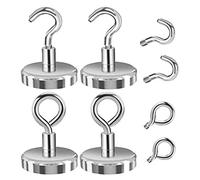 Crochet Magnétique Puissant 45kg 32mm Crochet Aimanté Magnetique Frigo Blanc Néodyme Aimant Crochet Magnétique avec Crochets à Tasse et Crochets à Boulon à œil pour Cuisine Frigo Torchon Tableau 4PCS