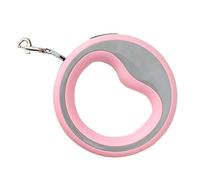 Crochet Métallique Fort, Laisse de Chien Rétractable à 360 °, Réglage Automatique, Verrouillage de sécurité, Poignée Ergonomique, Corde 2,5 M Long (PINK)